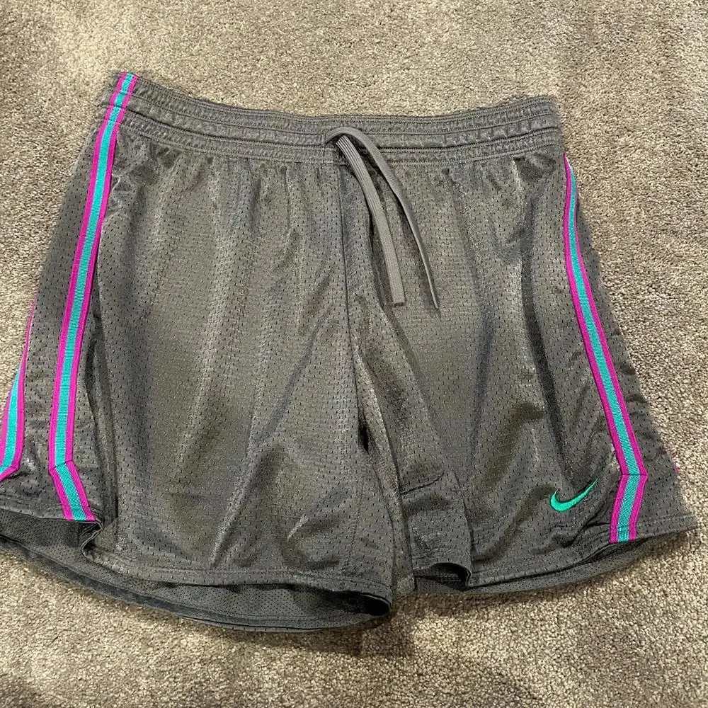 Womens NIKE Dri Fit Running Shorts blue‎ & purple side stripes